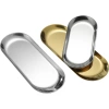Stainless steel European-style oval golden tray, thickened Western dessert, single-layer grilled meat, flat bottom snack plate, rice roll plate Item Picture